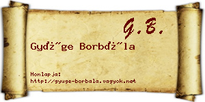 Gyüge Borbála névjegykártya